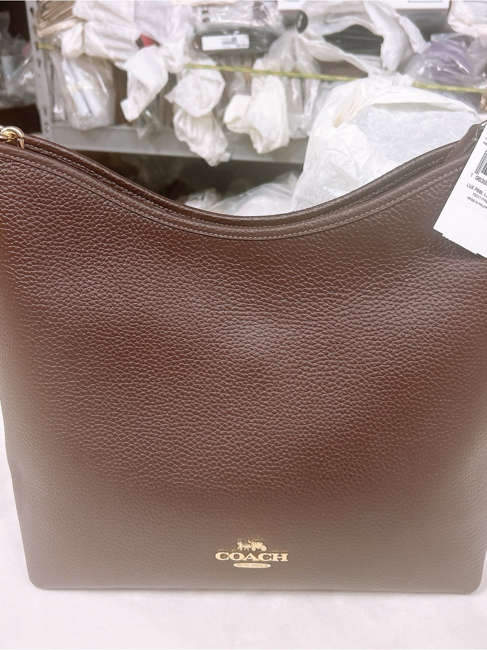Coach Pebble Leather Laurel large Shoulder Hobo with Gold hardware/maple color - Picture 7 of 13